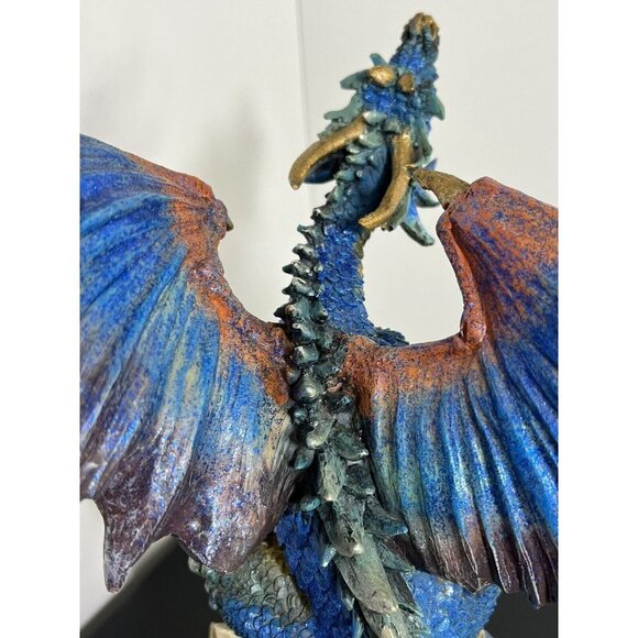 Magic Mystical Blue Dragon Climbing on Crystal Rock Collectible 14" Figurine - Picture 12 of 16